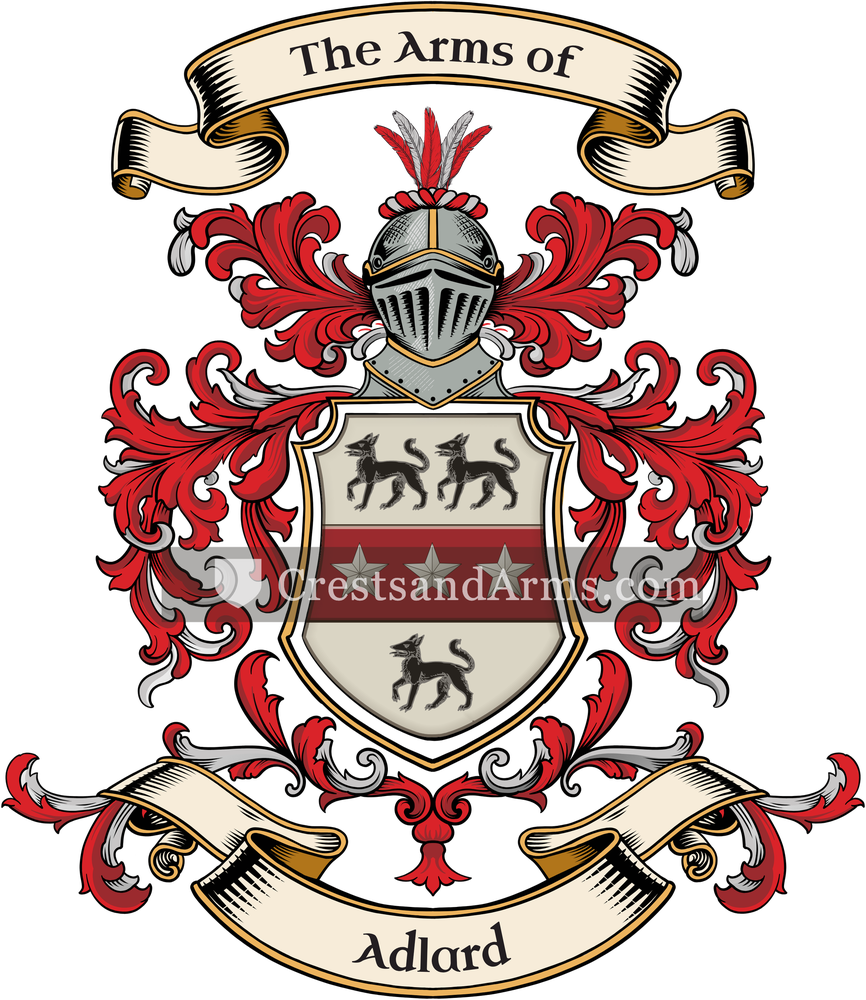 The Adlard coat of arms, drawn from the recorded blazon