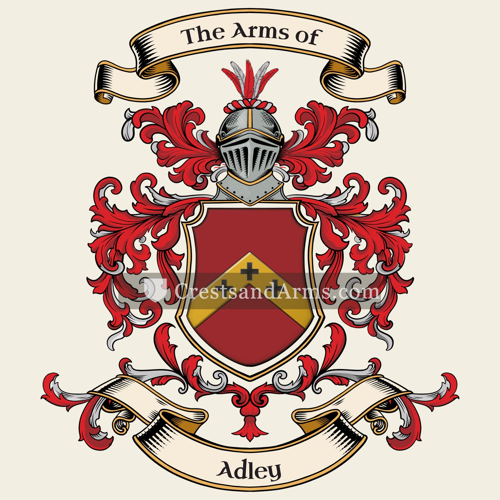 The Adley coat of arms, drawn from the recorded blazon