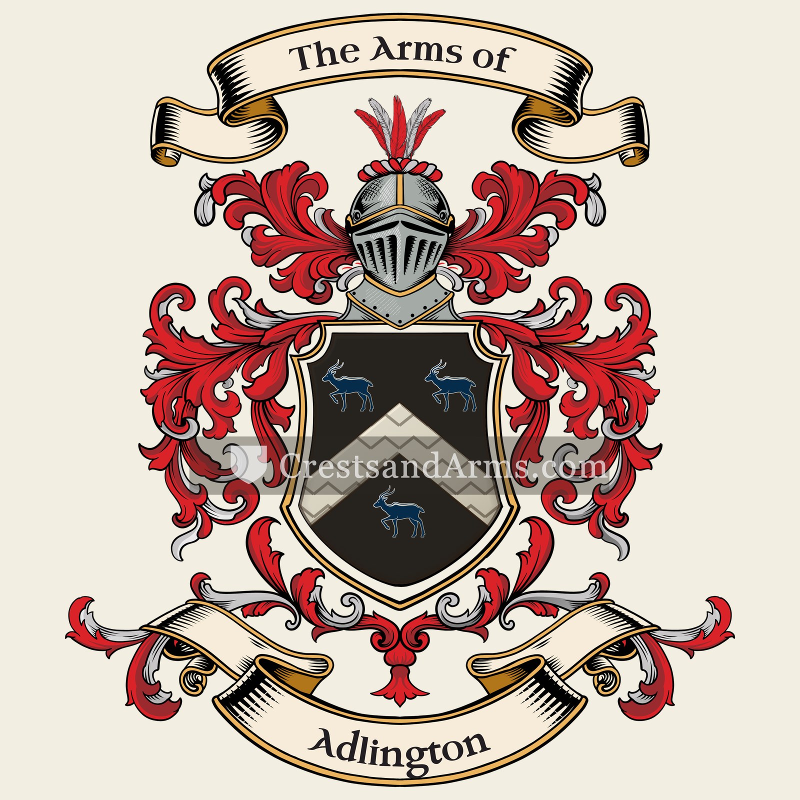 The Adlington coat of arms, drawn from the recorded blazon
