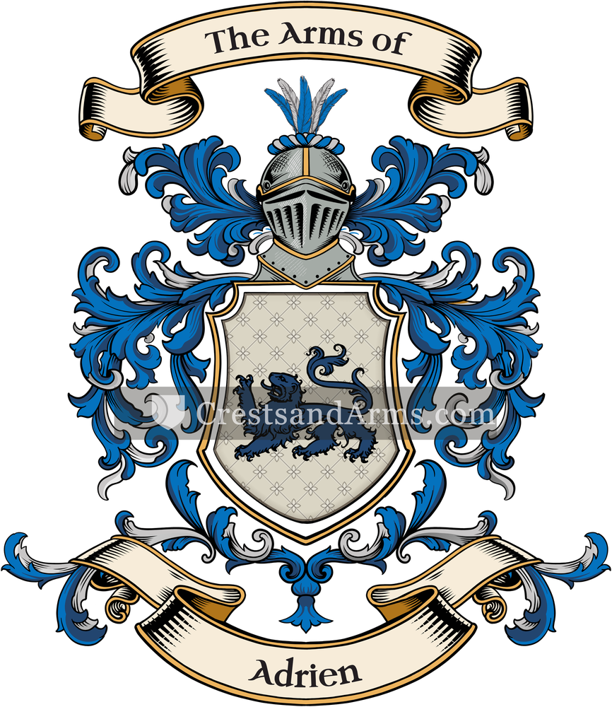 The Adrien coat of arms, drawn from the recorded blazon