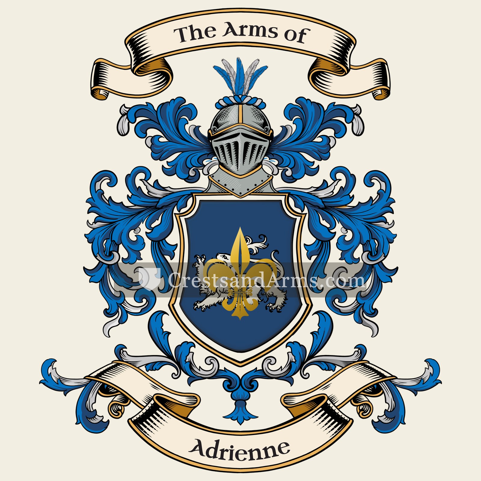 The Adrienne coat of arms, drawn from the recorded blazon