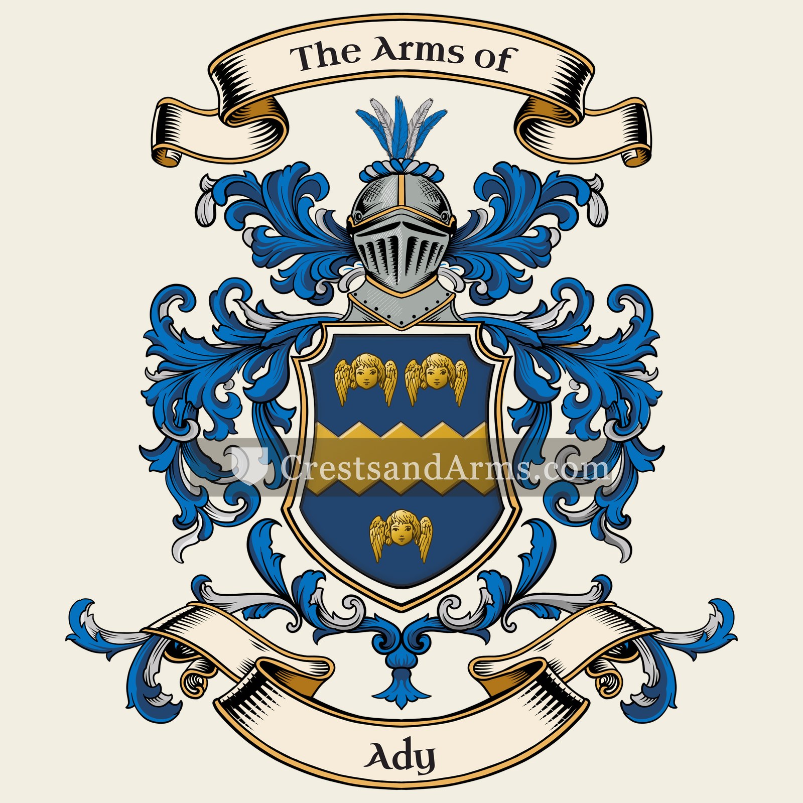 The Ady coat of arms, drawn from the recorded blazon