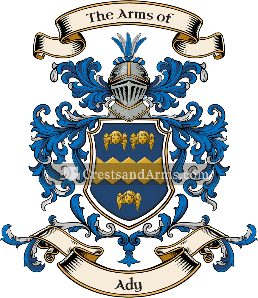 The Ady coat of arms, drawn from the recorded blazon