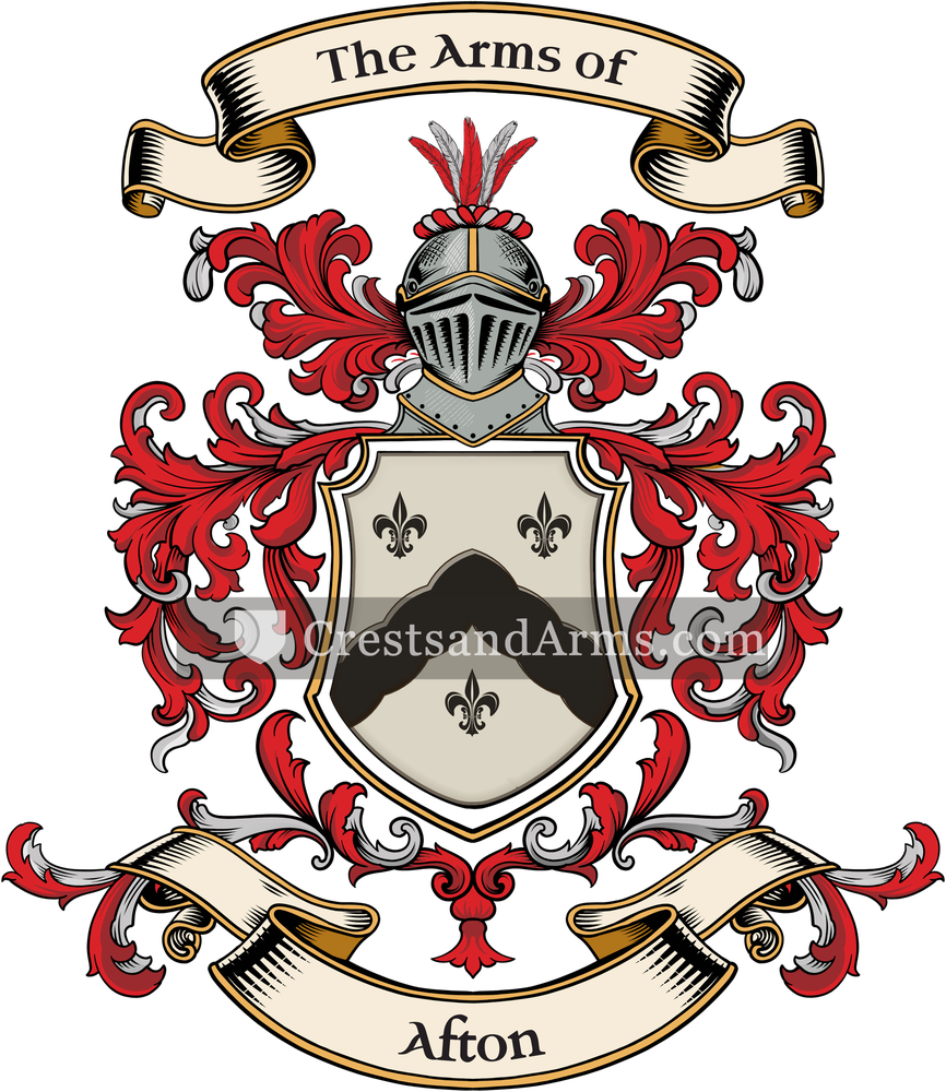 The Afton coat of arms, drawn from the recorded blazon