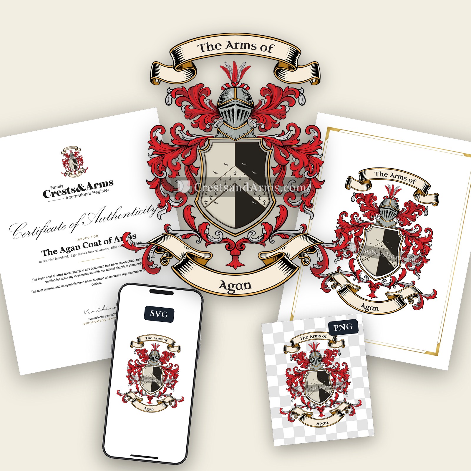 The Agan arms on the coat of arms — digital pack