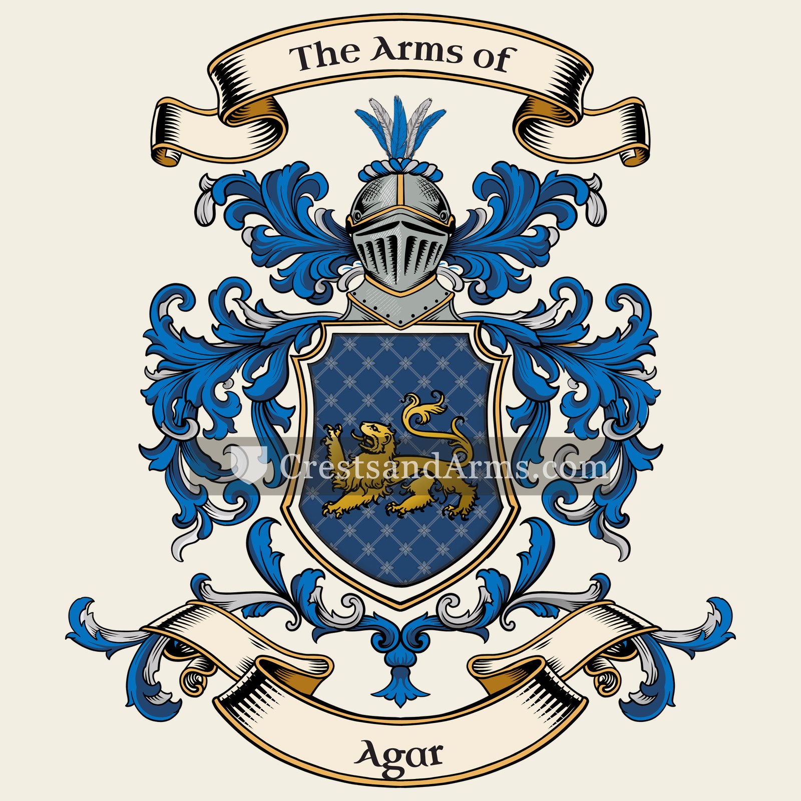 The Agar coat of arms, drawn from the recorded blazon