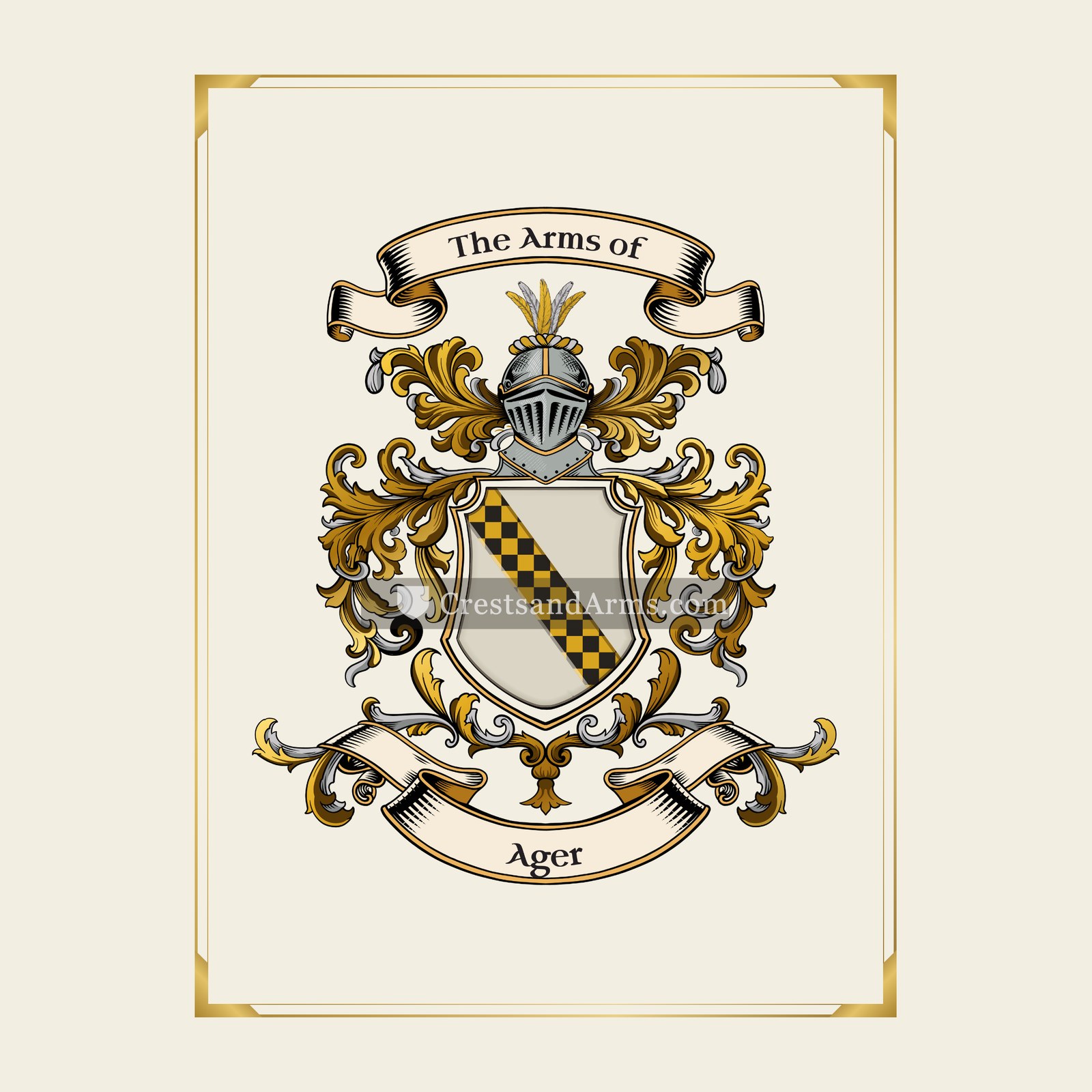 With gold border