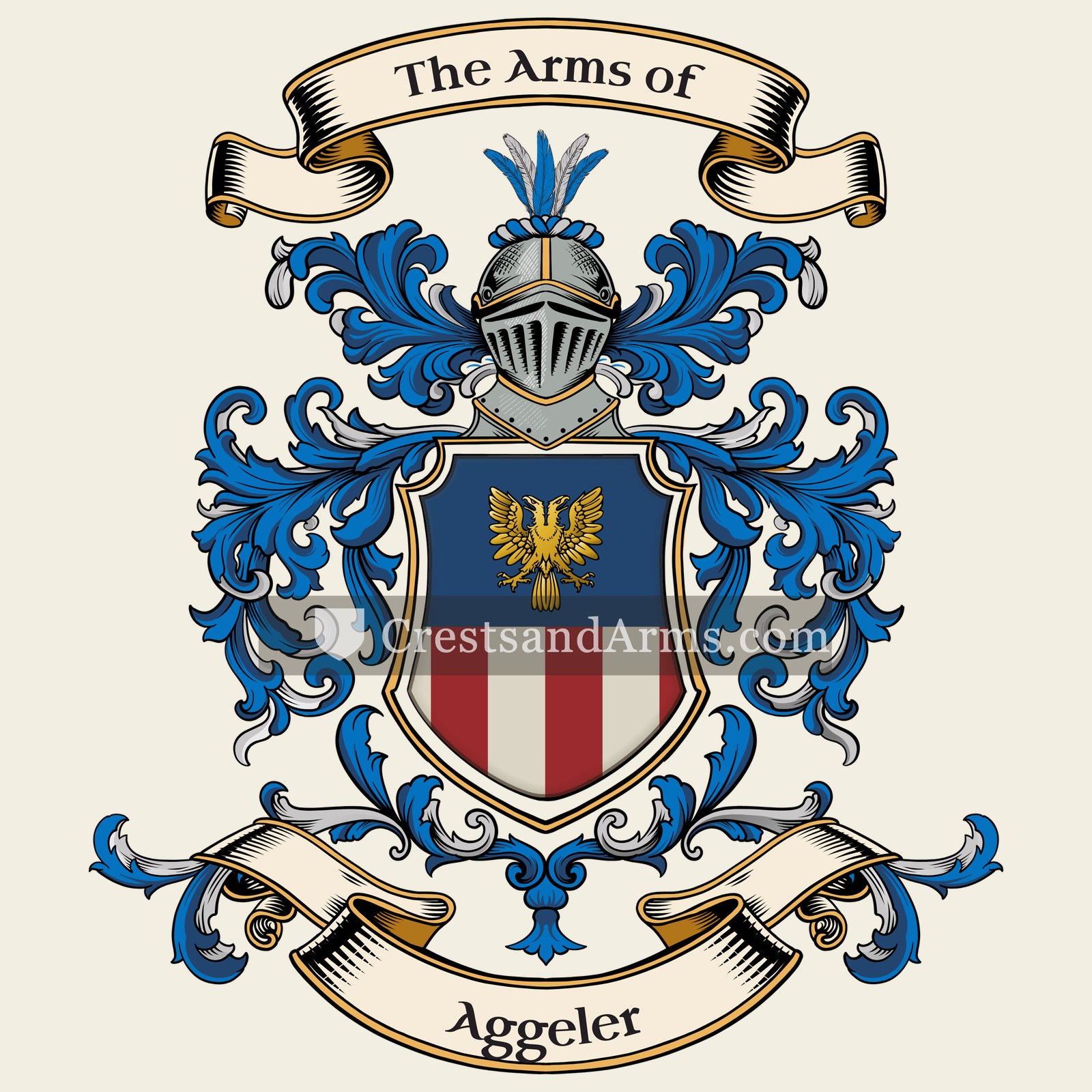 The Aggeler coat of arms, drawn from the recorded blazon