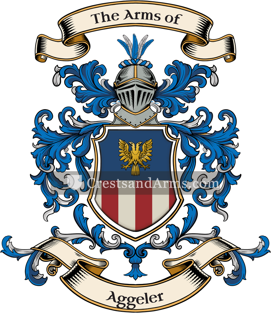 The Aggeler coat of arms, drawn from the recorded blazon