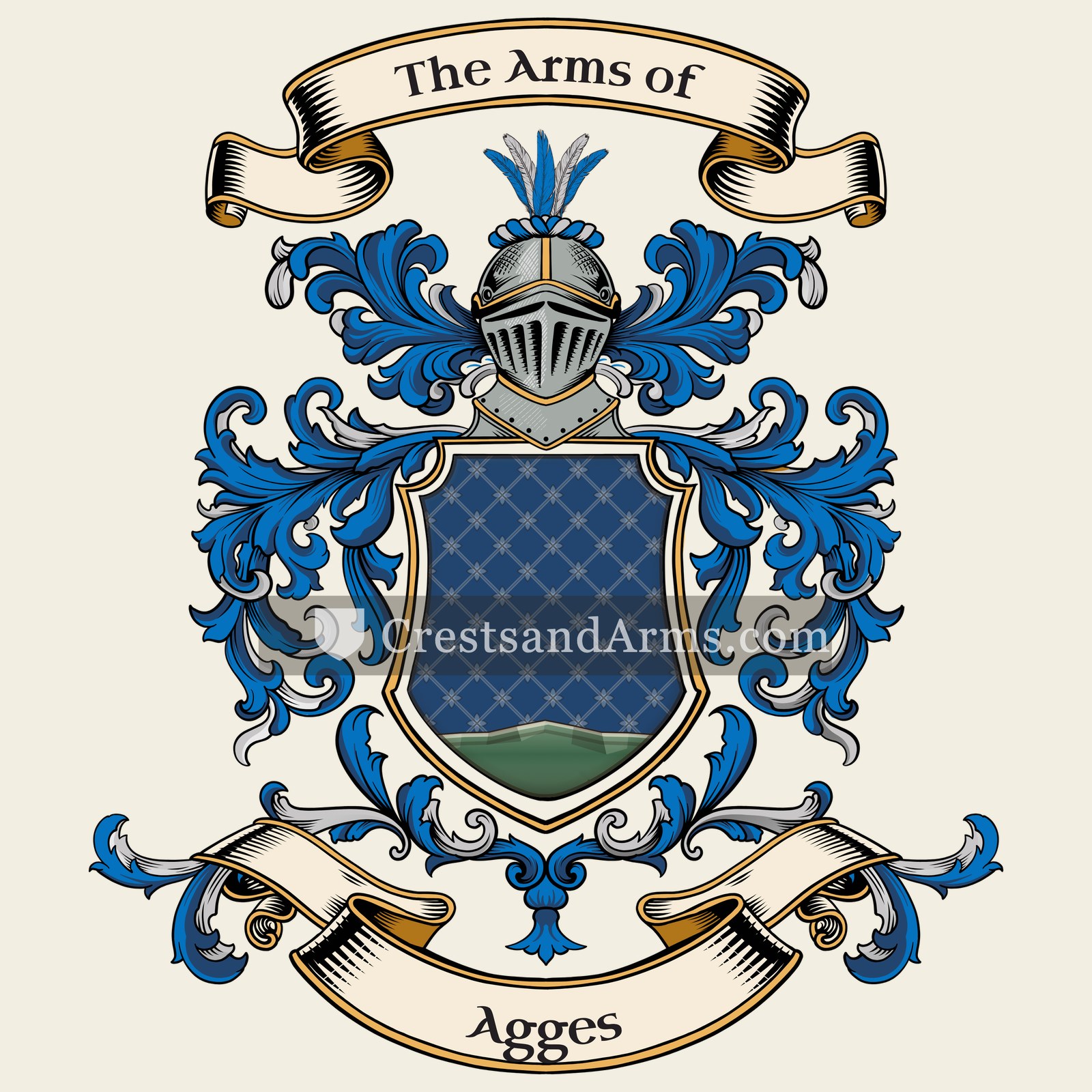 The Agges coat of arms, drawn from the recorded blazon