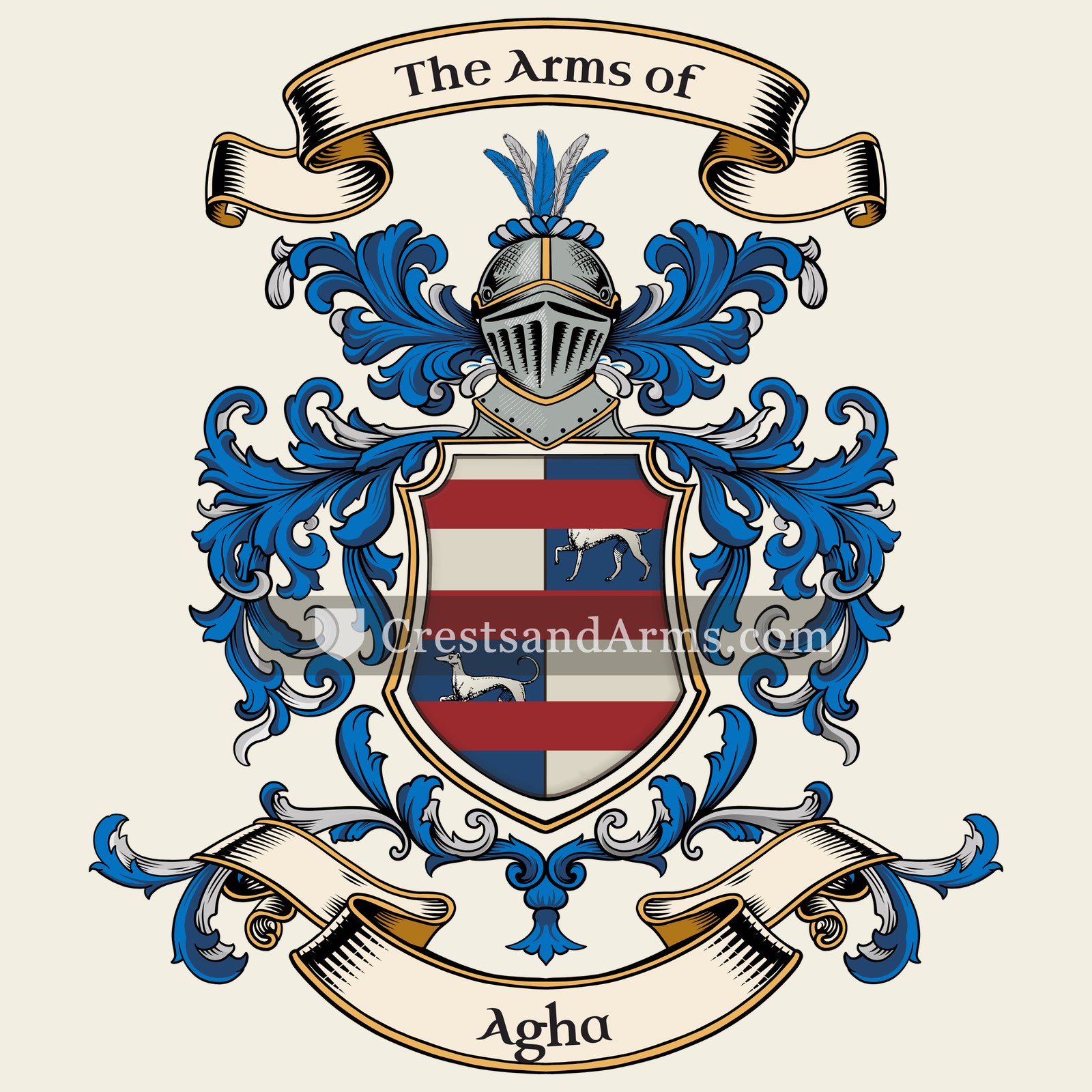 The Agha coat of arms, drawn from the recorded blazon