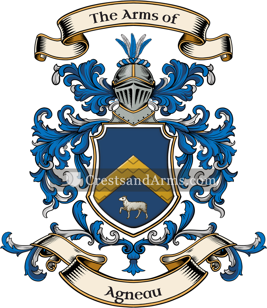The Agneau coat of arms, drawn from the recorded blazon