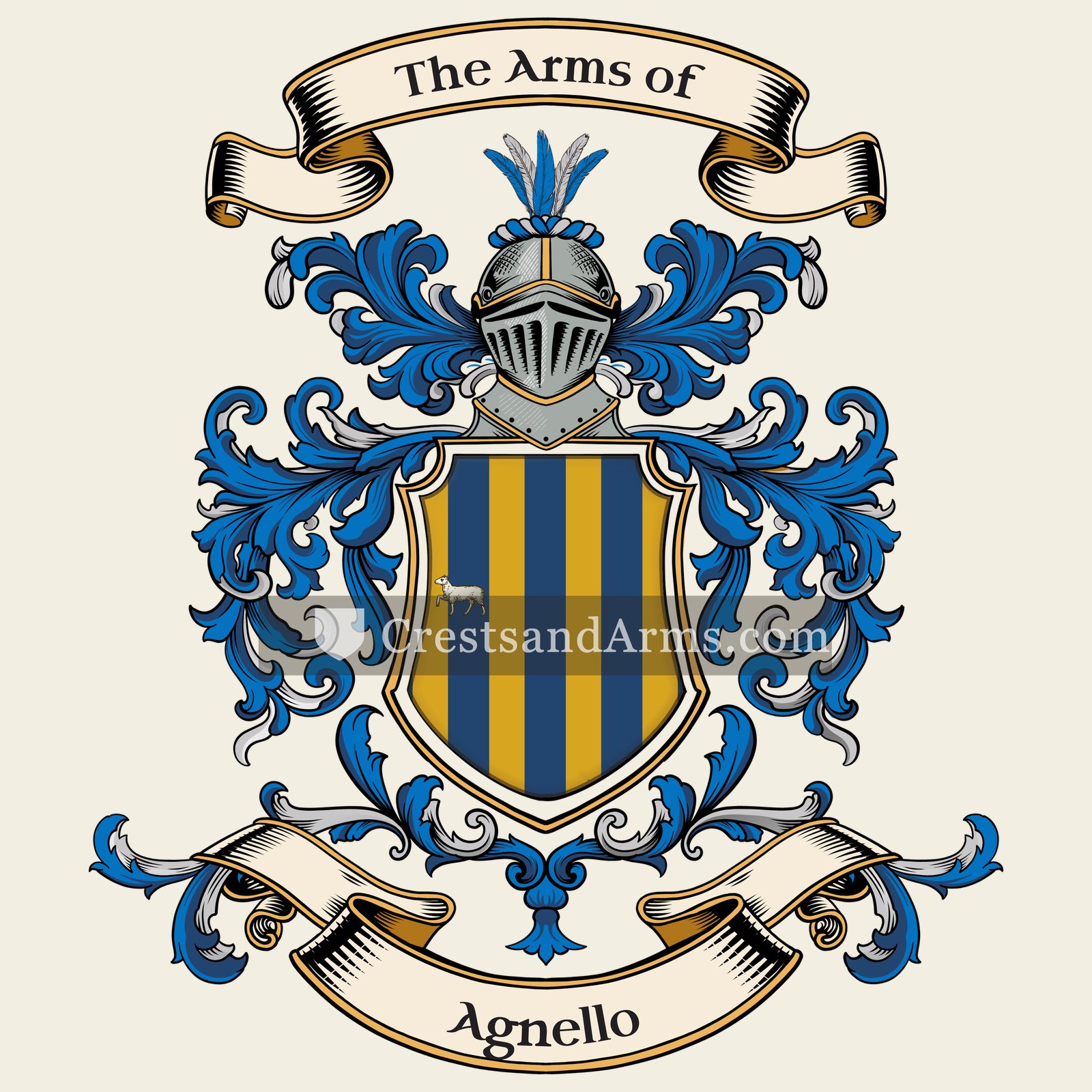 The Agnello coat of arms, drawn from the recorded blazon