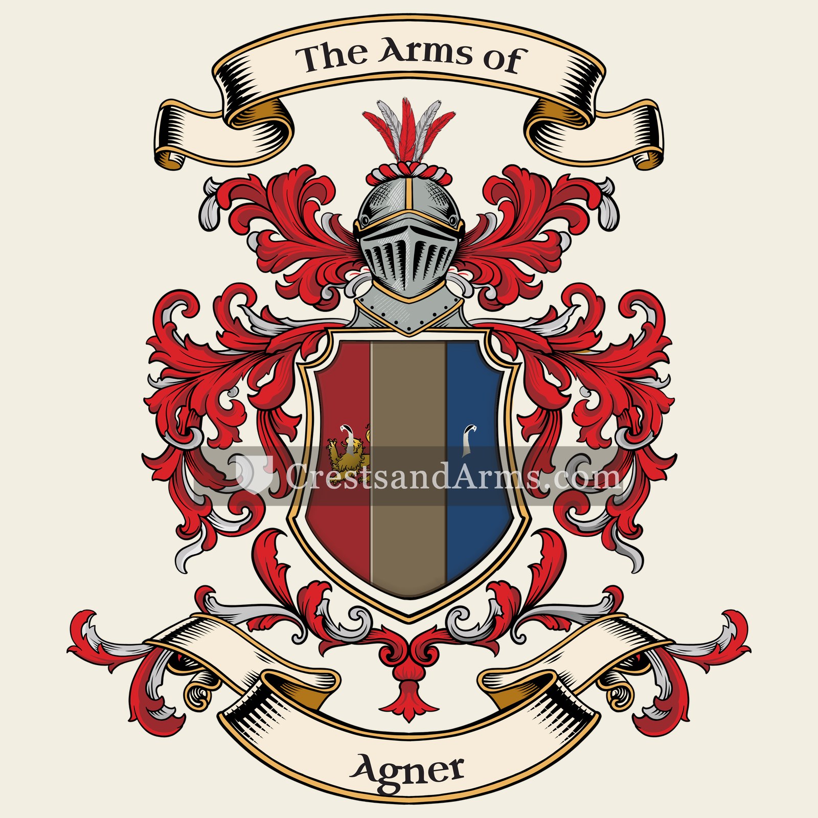 The Agner coat of arms, drawn from the recorded blazon
