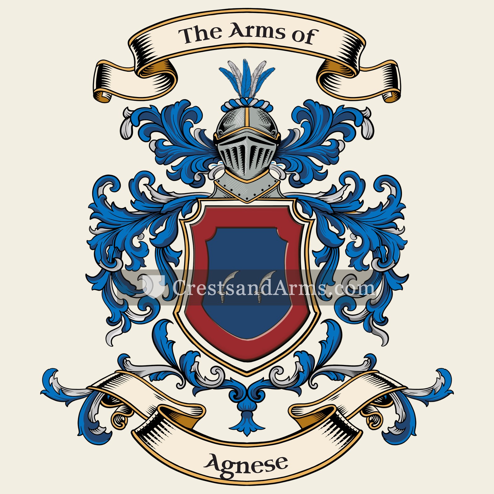 The Agnese coat of arms, drawn from the recorded blazon