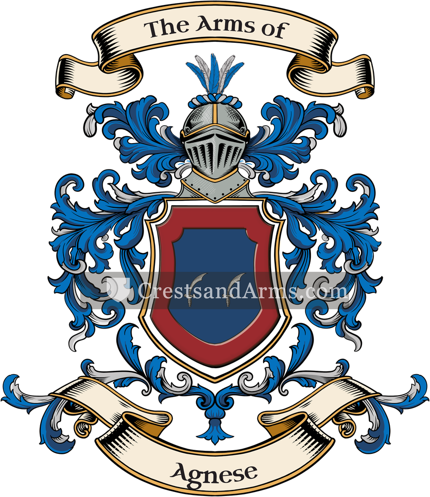 The Agnese coat of arms, drawn from the recorded blazon