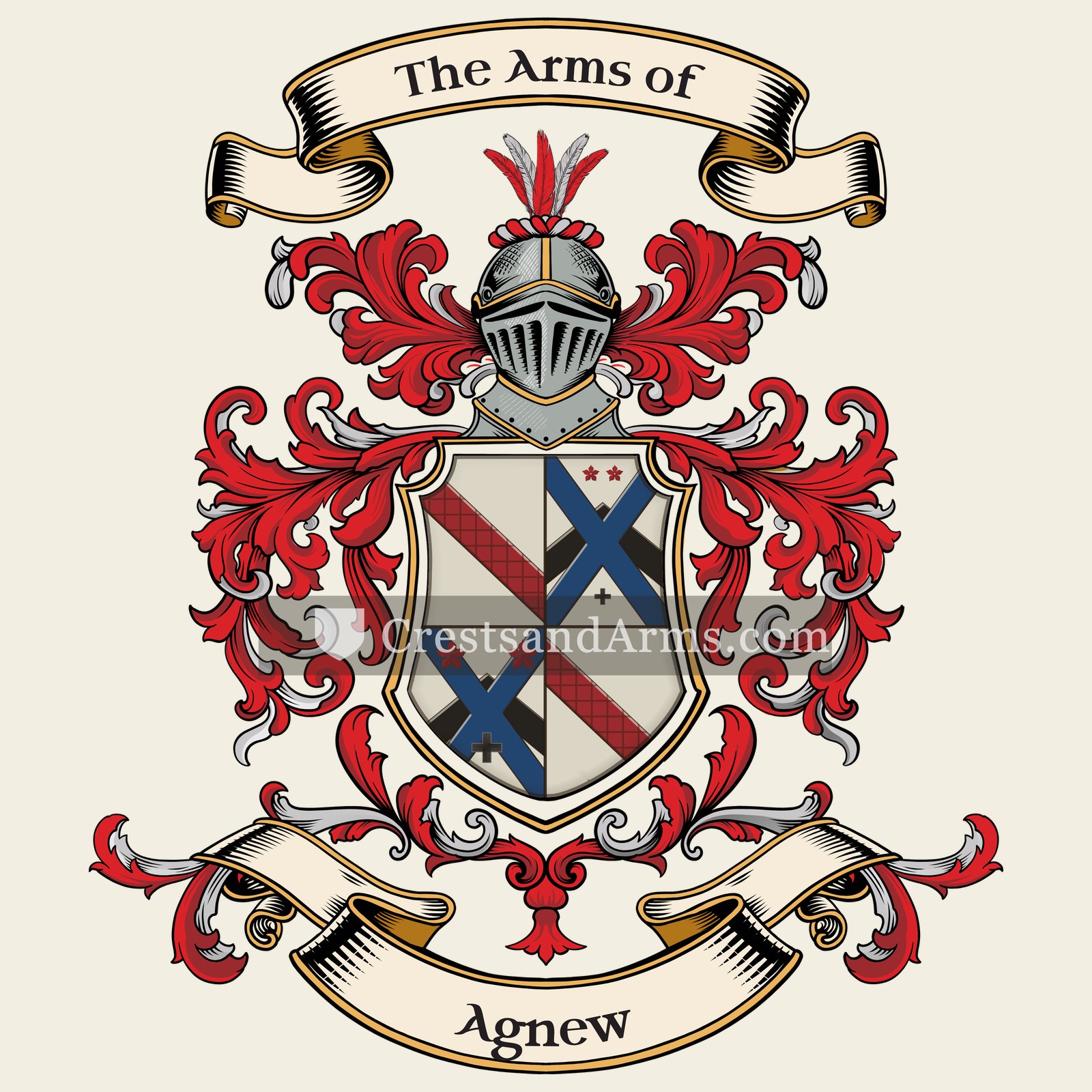The Agnew coat of arms, drawn from the recorded blazon