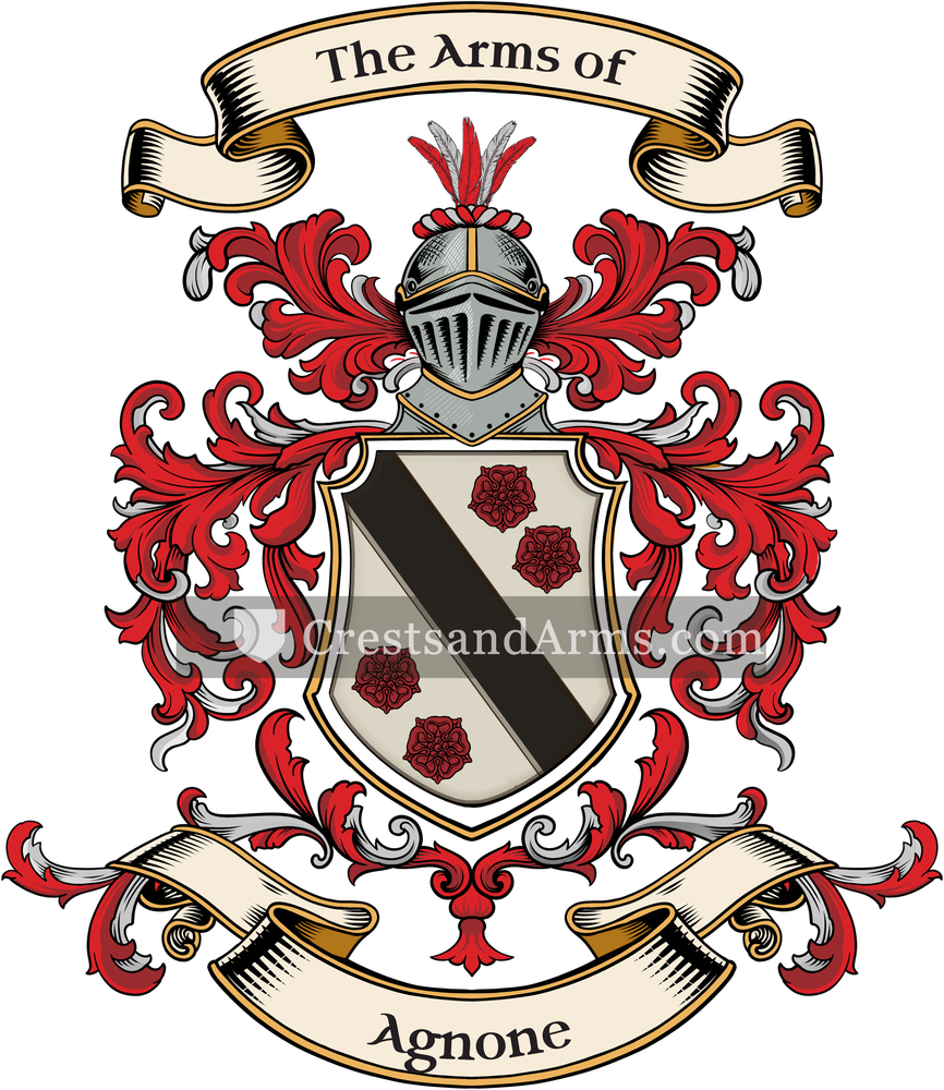 The Agnone coat of arms, drawn from the recorded blazon