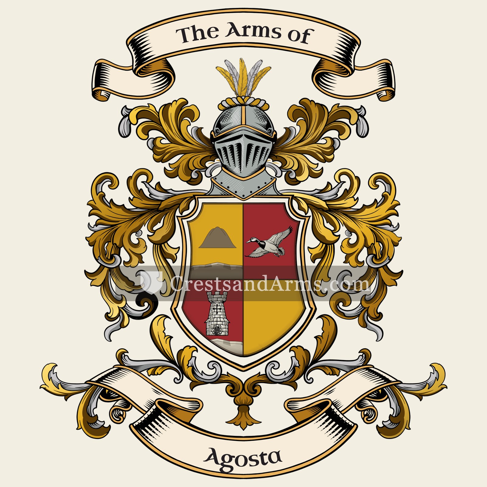 The Agosta coat of arms, drawn from the recorded blazon