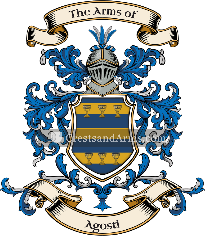 The Agosti coat of arms, drawn from the recorded blazon