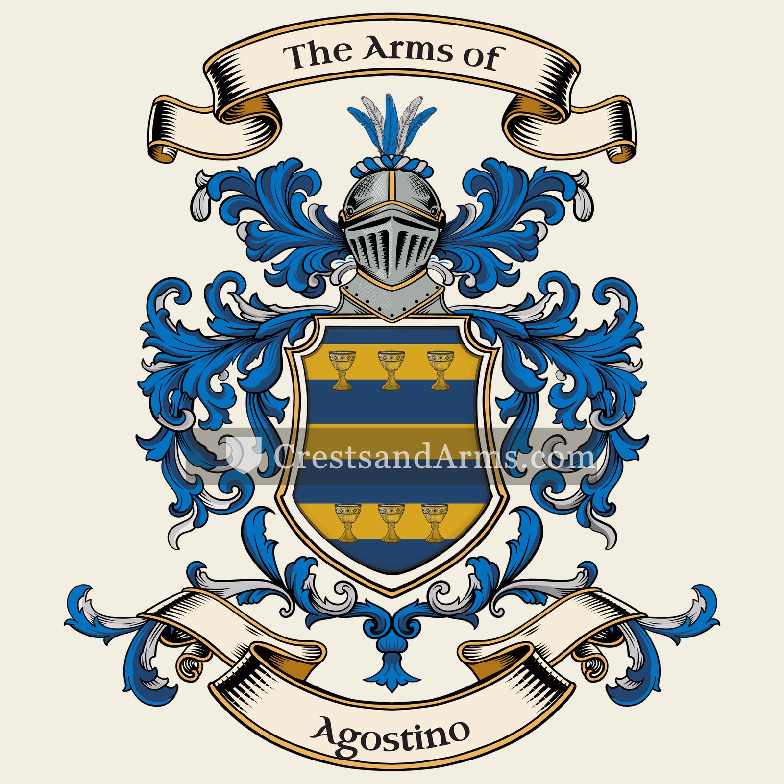 The Agostino coat of arms, drawn from the recorded blazon