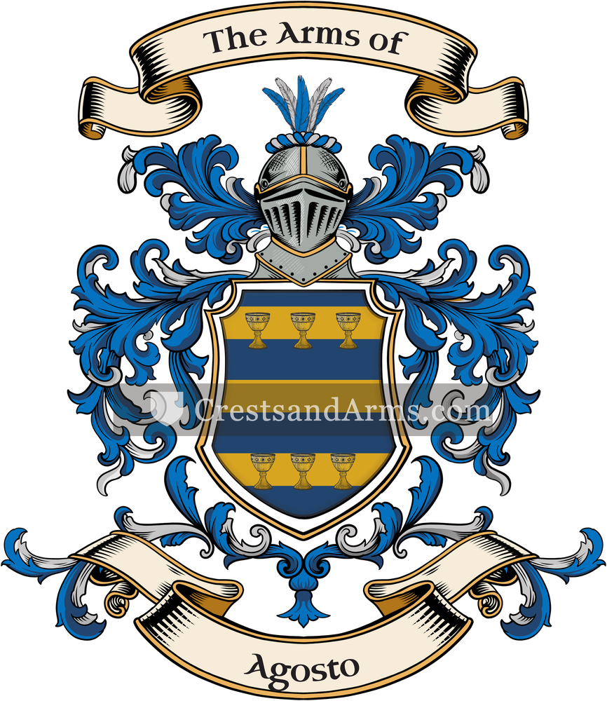 The Agosto coat of arms, drawn from the recorded blazon