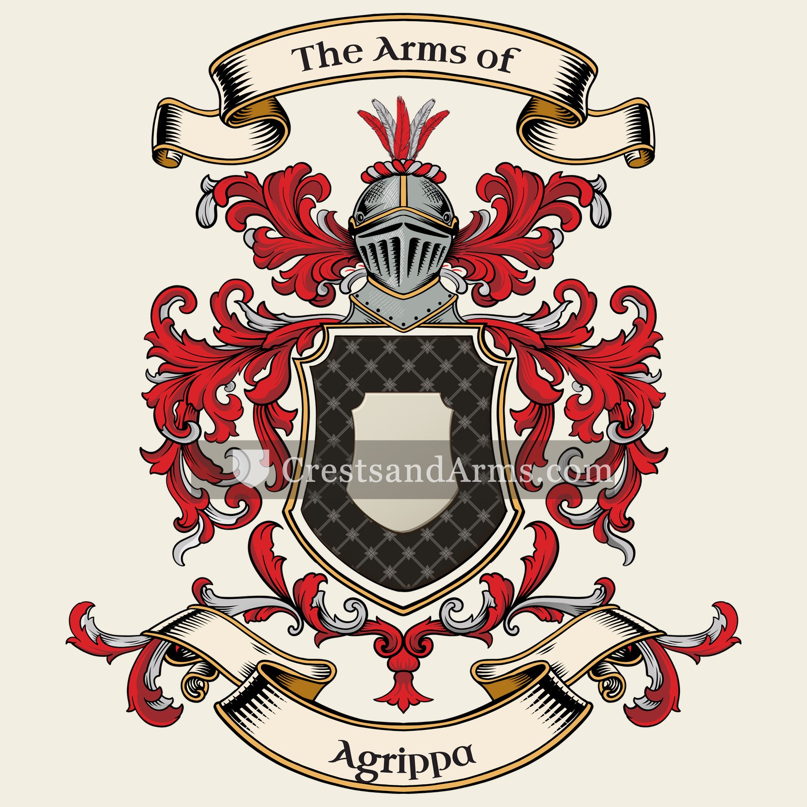 The Agrippa coat of arms, drawn from the recorded blazon