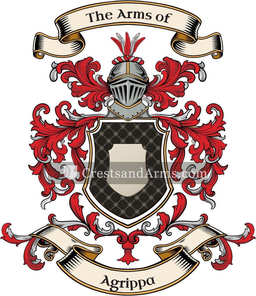 The Agrippa coat of arms, drawn from the recorded blazon