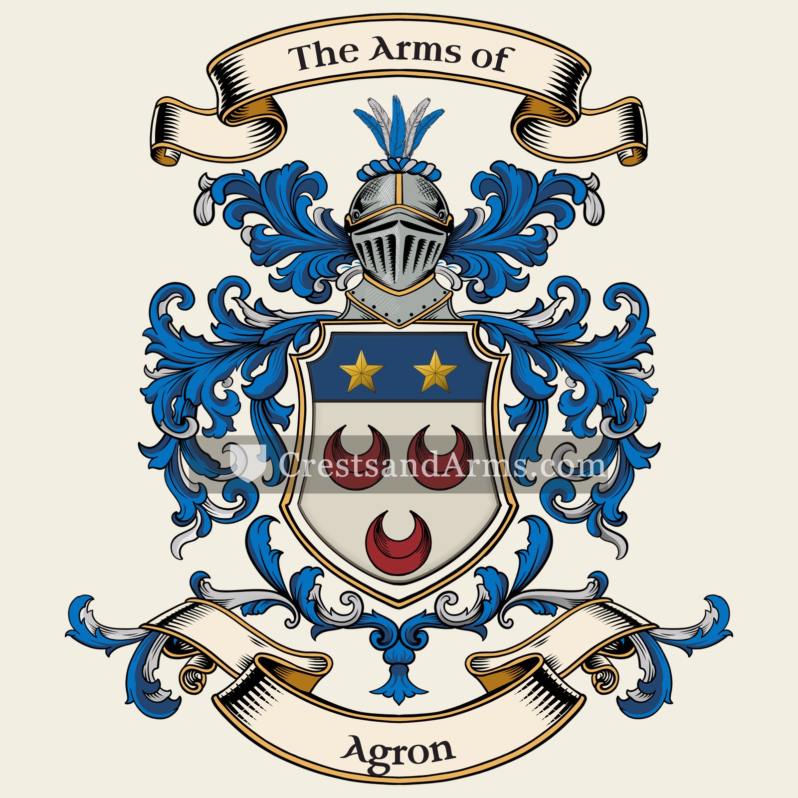 The Agron coat of arms, drawn from the recorded blazon