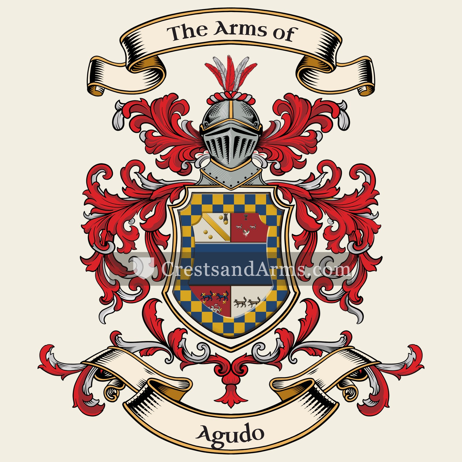 The Agudo coat of arms, drawn from the recorded blazon