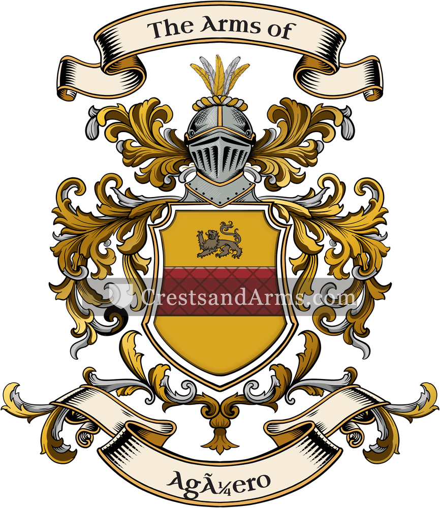 The Agüero coat of arms, drawn from the recorded blazon