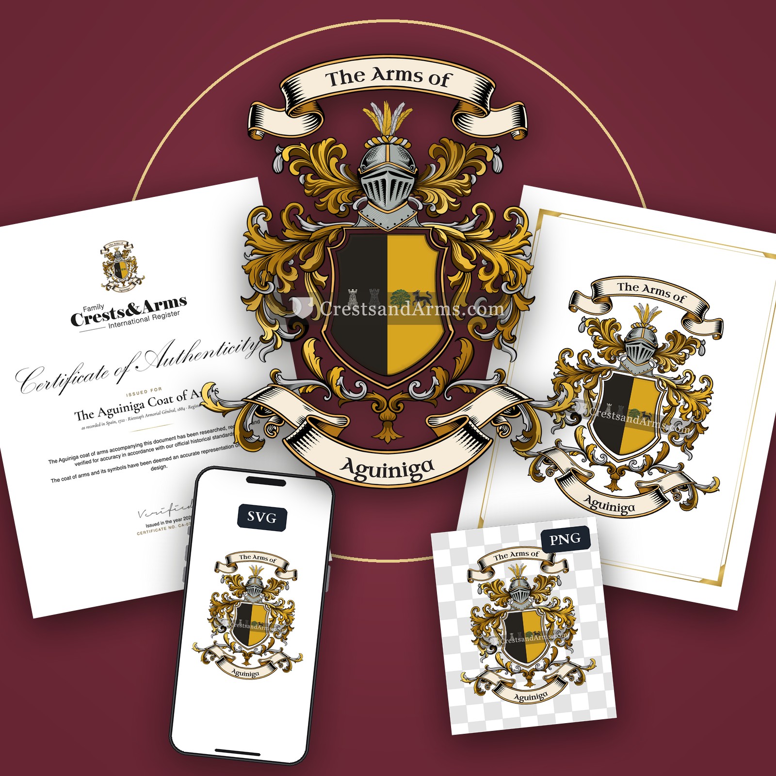 The Aguiniga arms on the coat of arms — digital pack