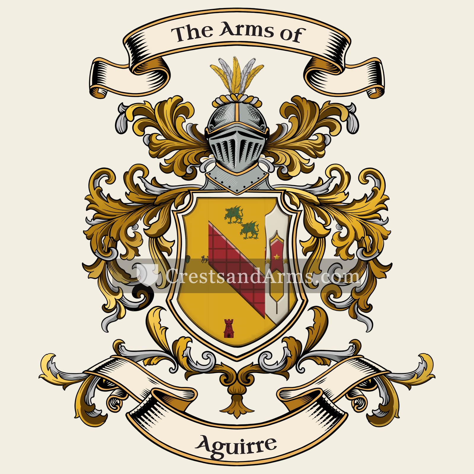 The Aguirre coat of arms, drawn from the recorded blazon