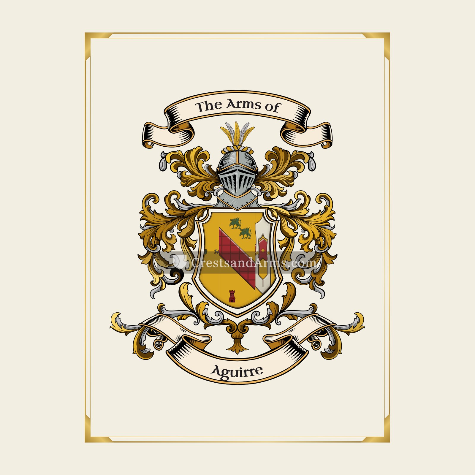 With gold border
