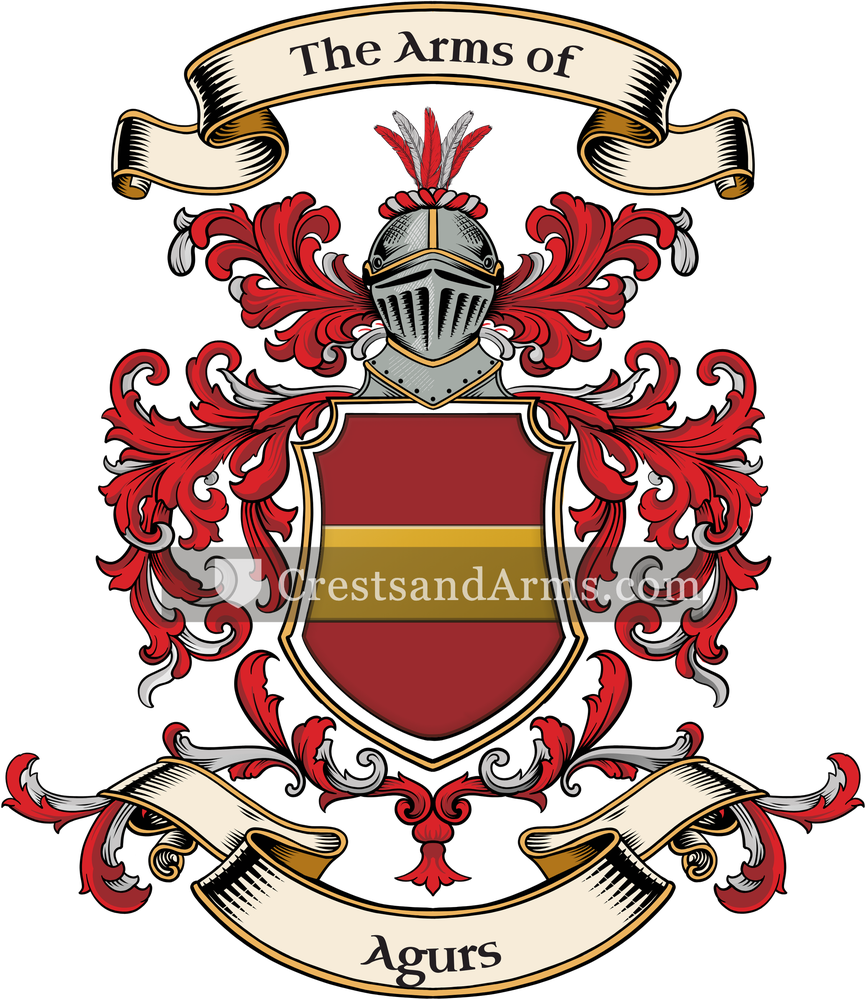 The Agurs coat of arms, drawn from the recorded blazon