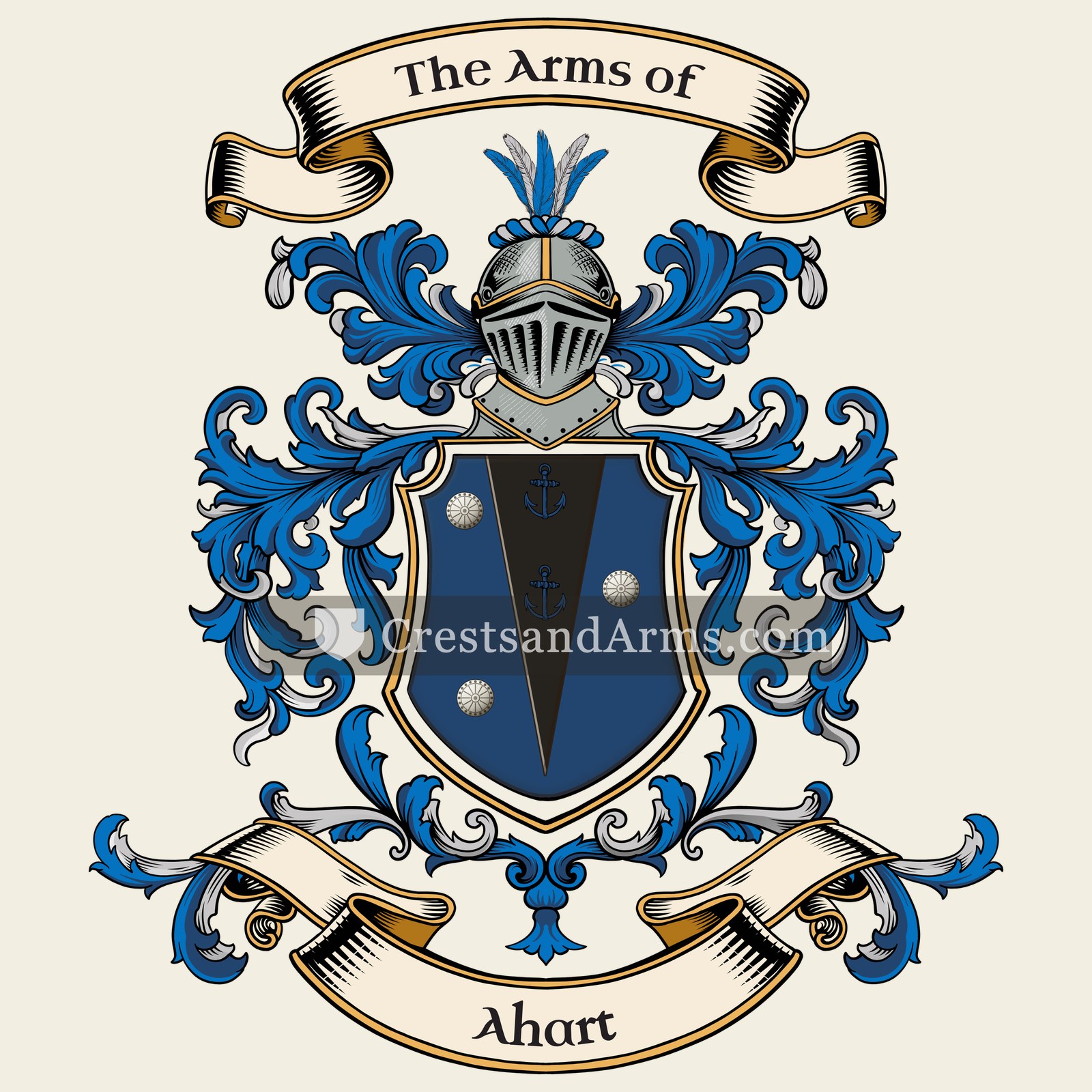 The Ahart coat of arms, drawn from the recorded blazon