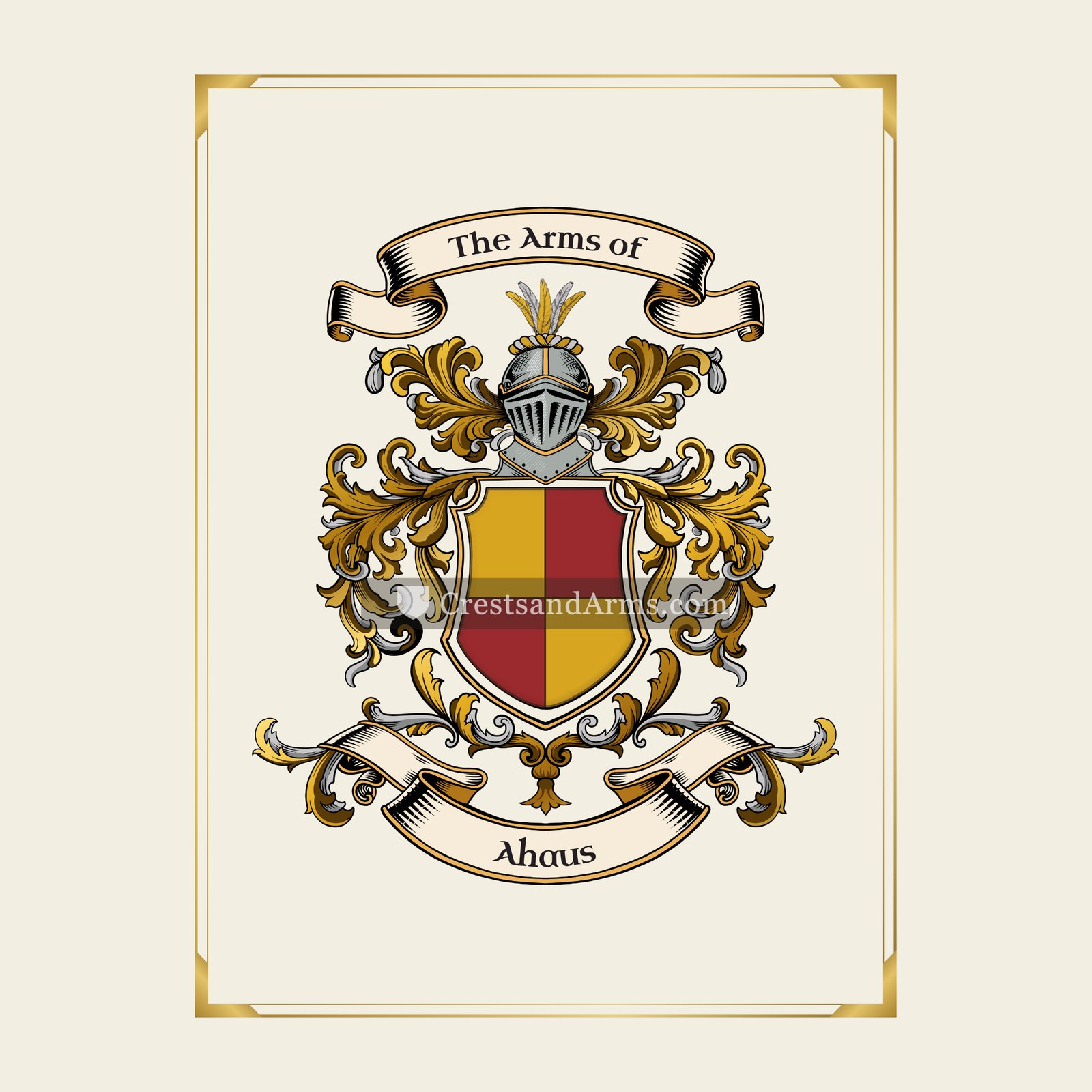 With gold border