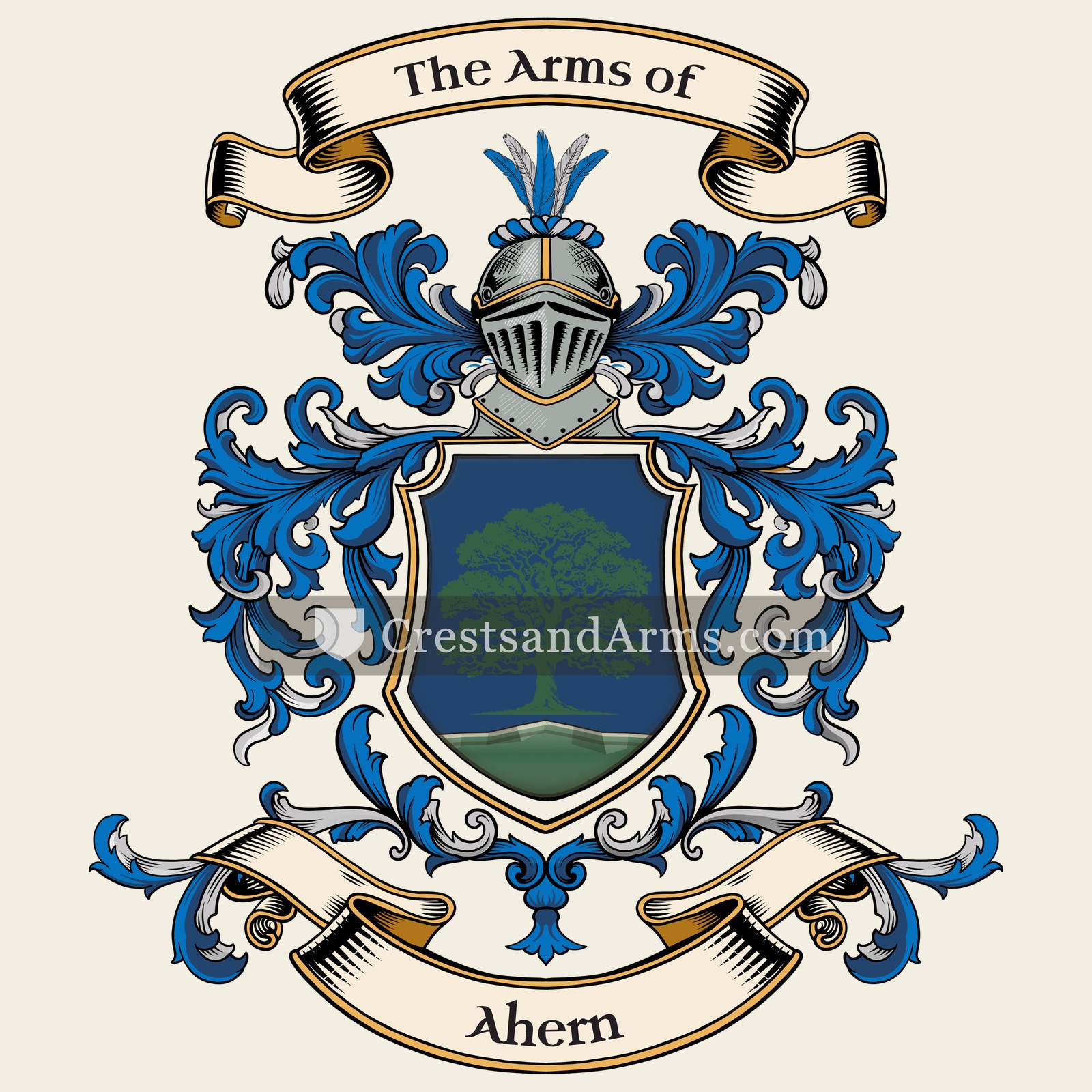 The Ahern coat of arms, drawn from the recorded blazon