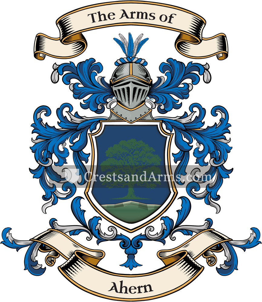 The Ahern coat of arms, drawn from the recorded blazon