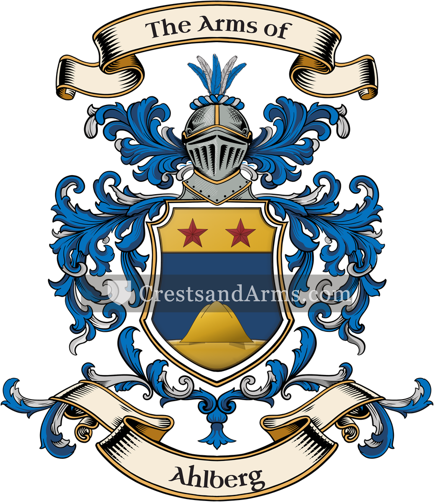 The Ahlberg coat of arms, drawn from the recorded blazon