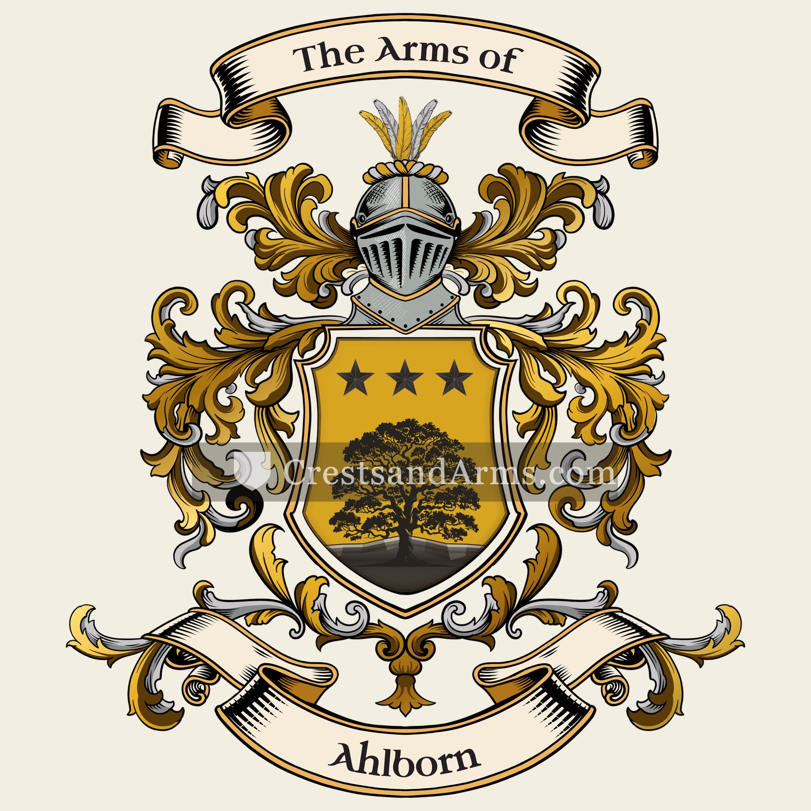 The Ahlborn coat of arms, drawn from the recorded blazon