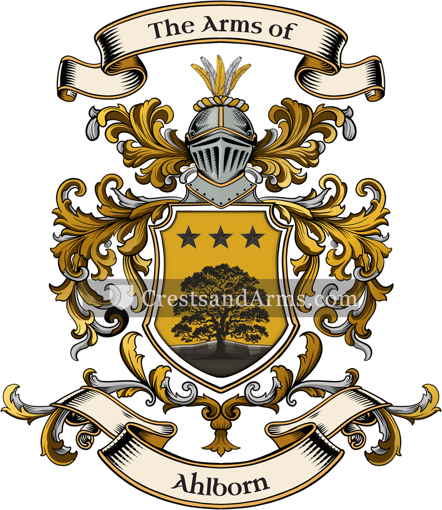 The Ahlborn coat of arms, drawn from the recorded blazon