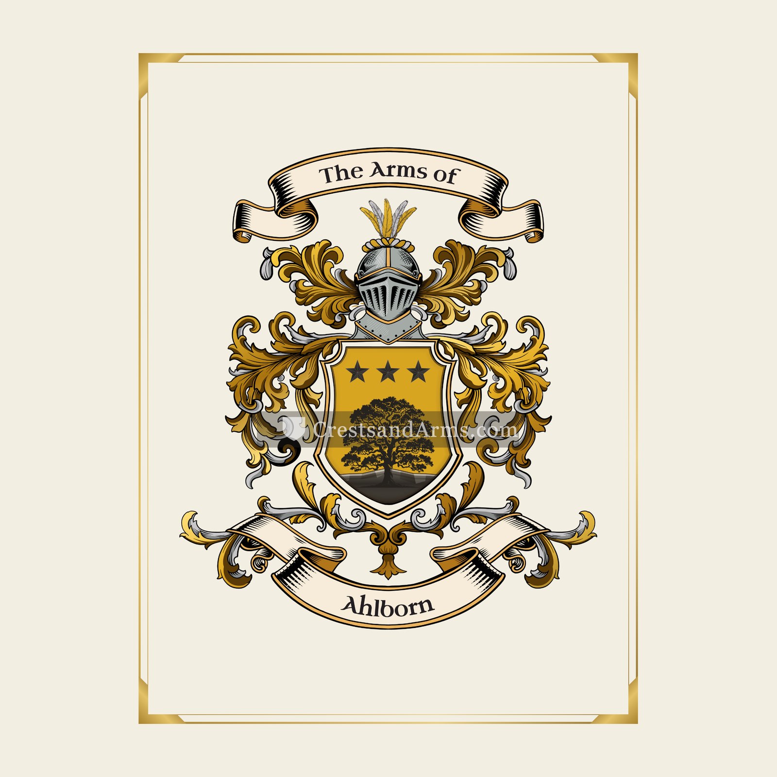 With gold border