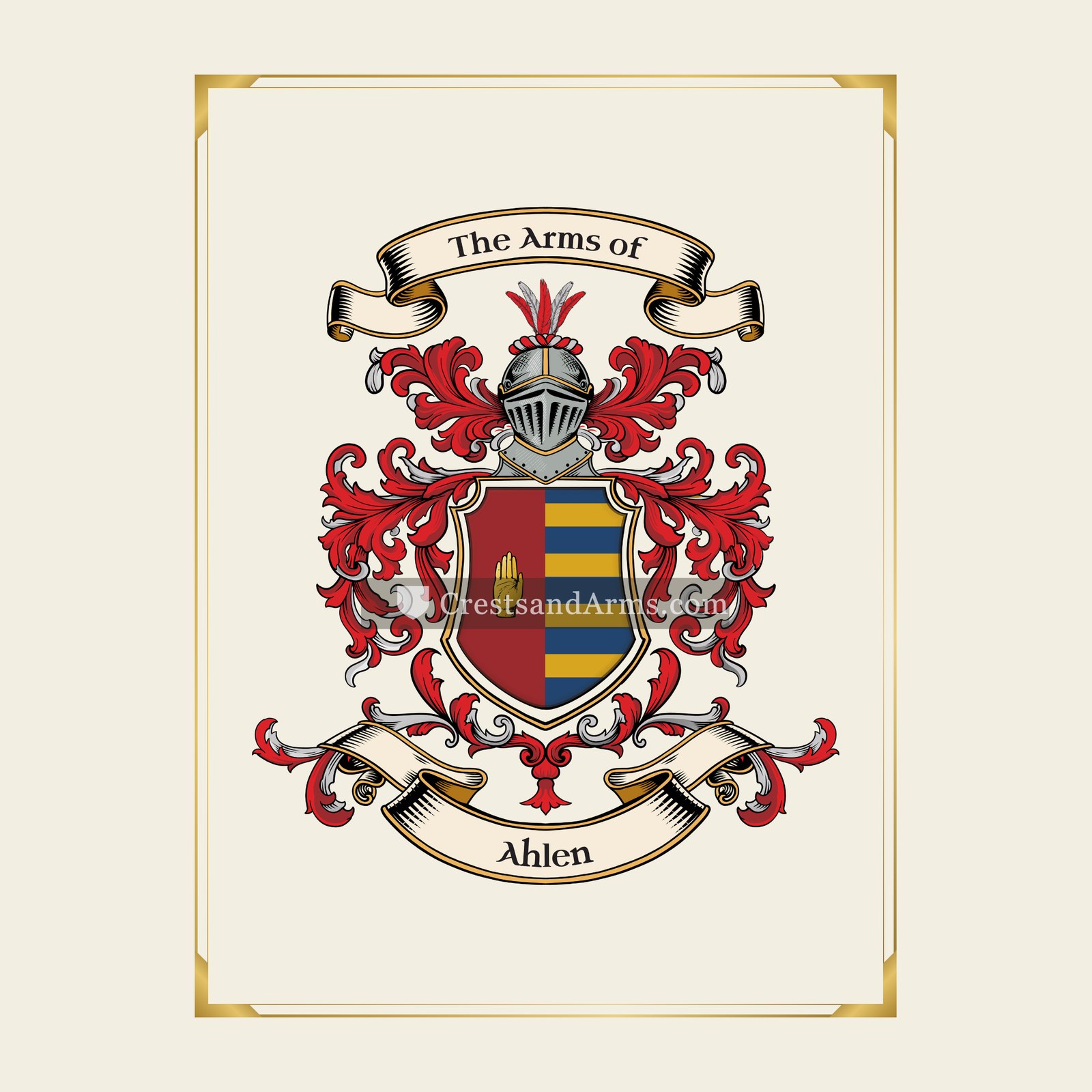 With gold border