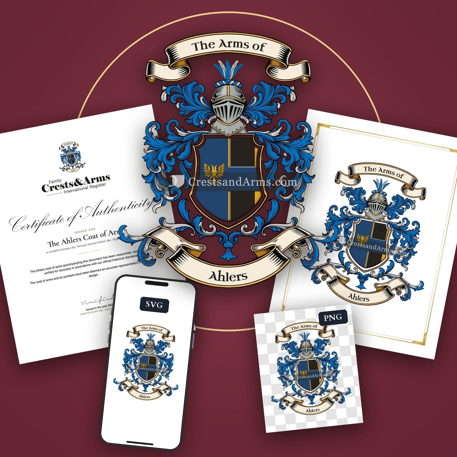 The Ahlers arms on the coat of arms — digital pack