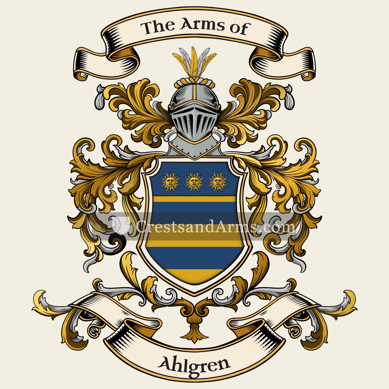 The Ahlgren coat of arms, drawn from the recorded blazon