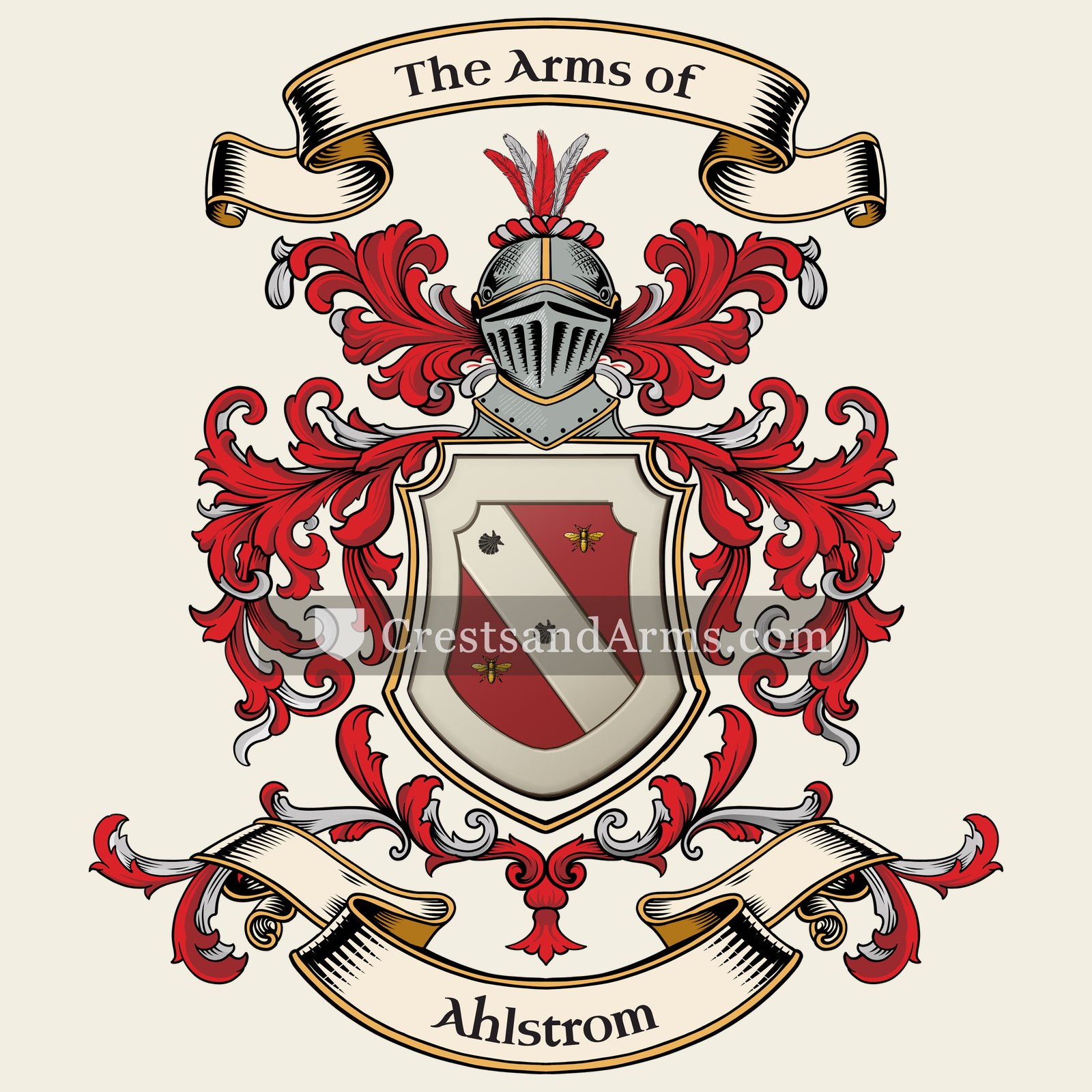The Ahlstrom coat of arms, drawn from the recorded blazon