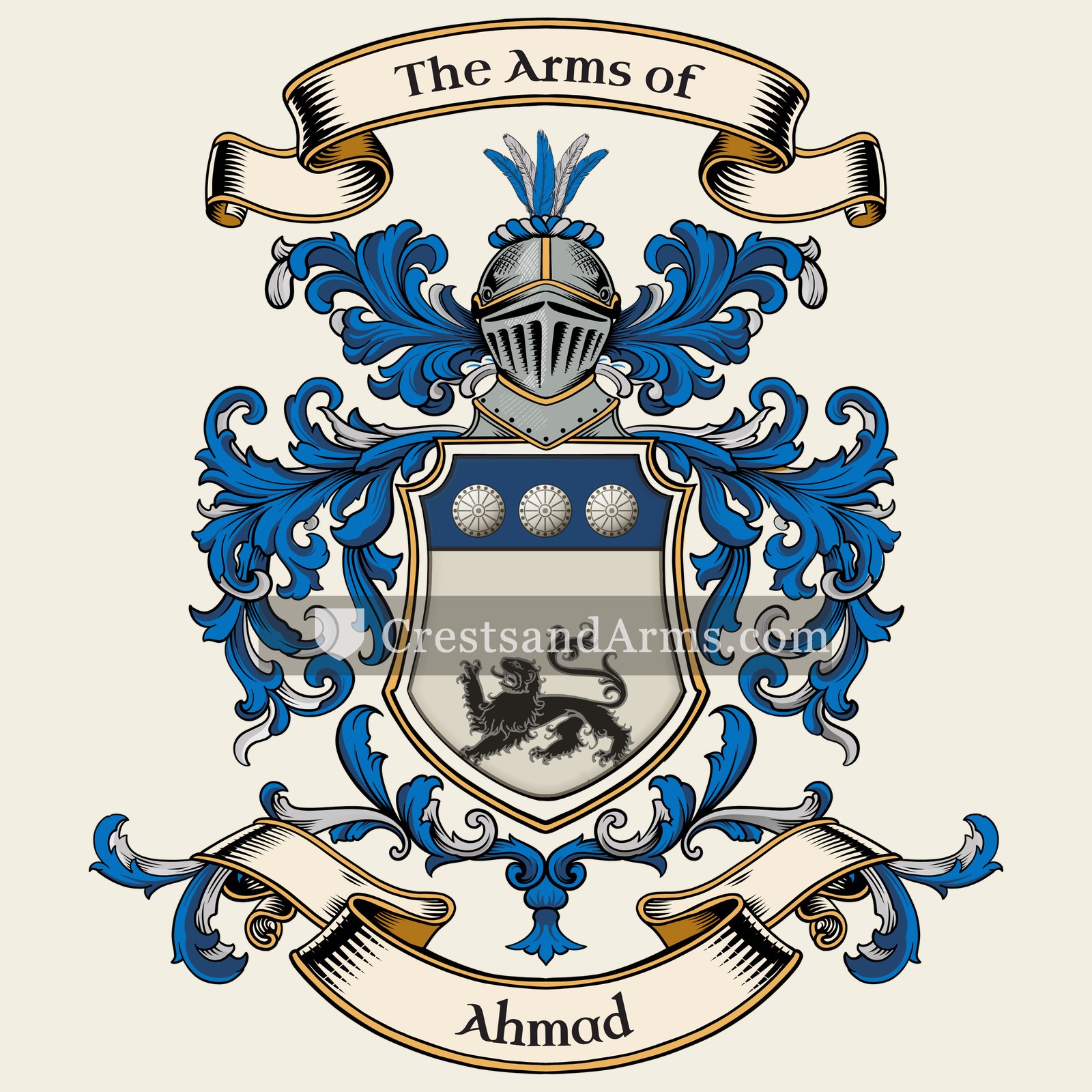 The Ahmad coat of arms, drawn from the recorded blazon