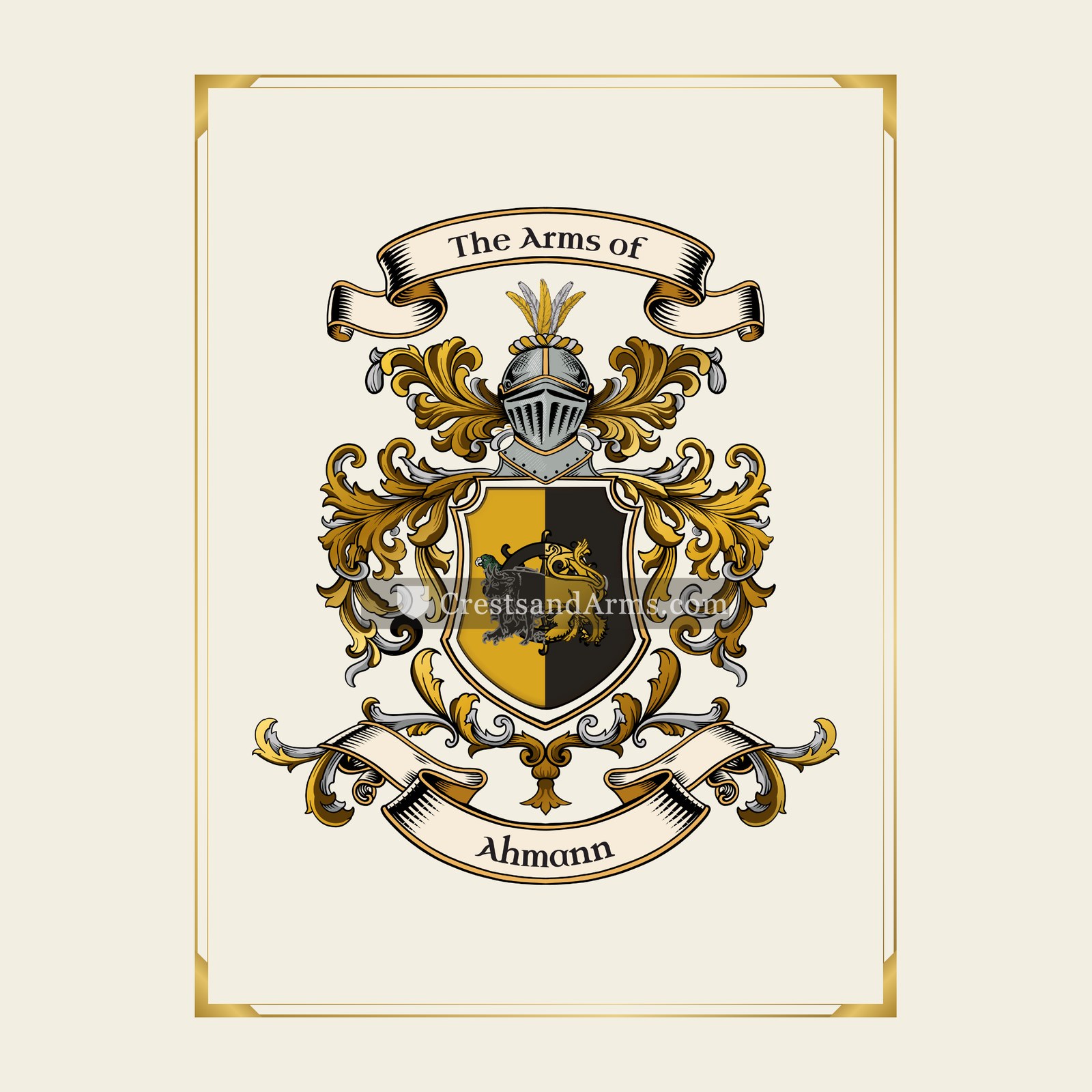 With gold border