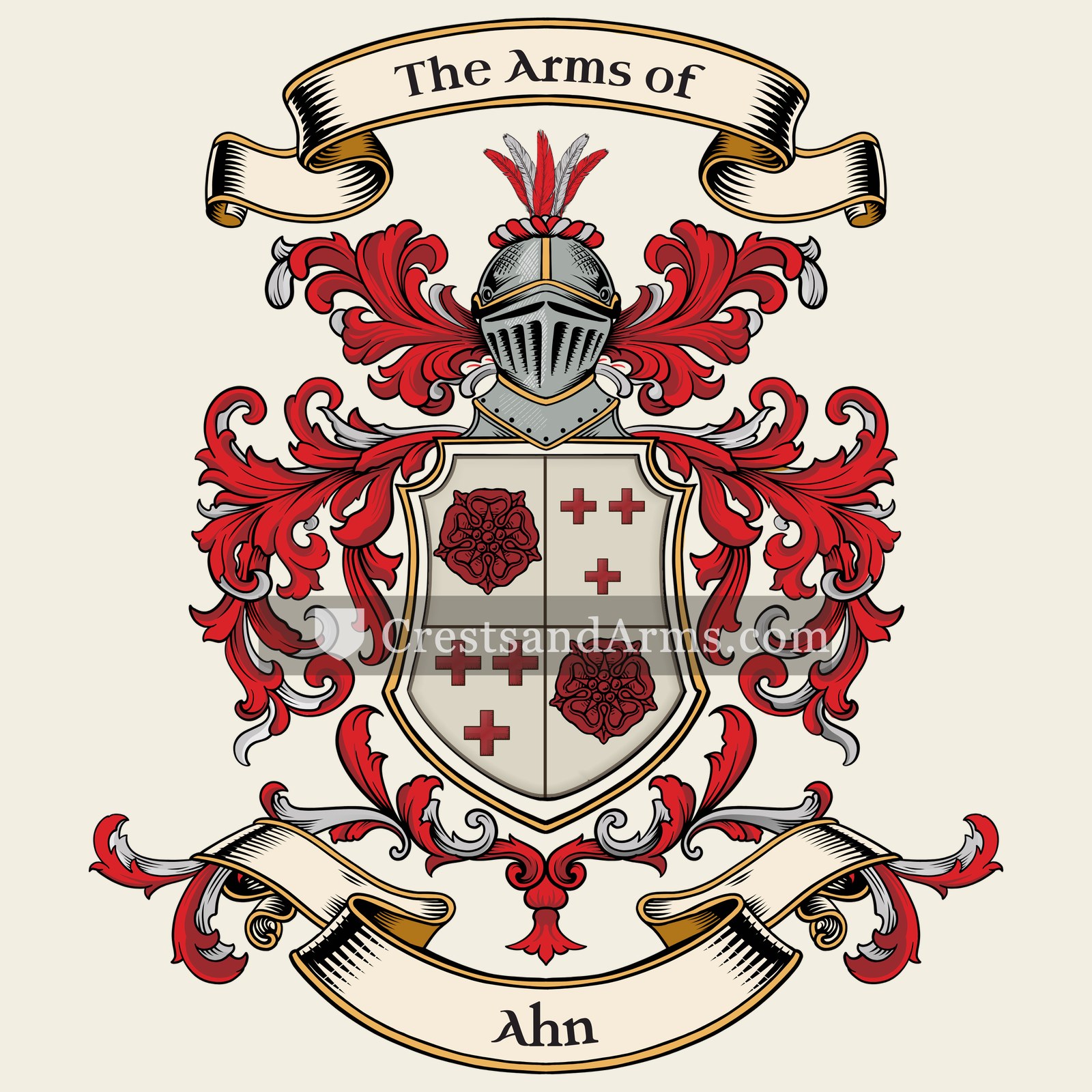 The Ahn coat of arms, drawn from the recorded blazon